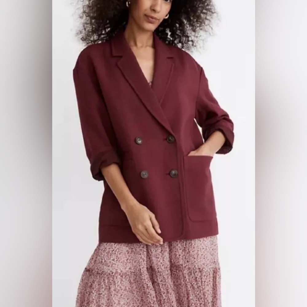 MADEWELL Women's Hayfield Double-Breasted Oversized‎ Blazer Vintage Mulberry S